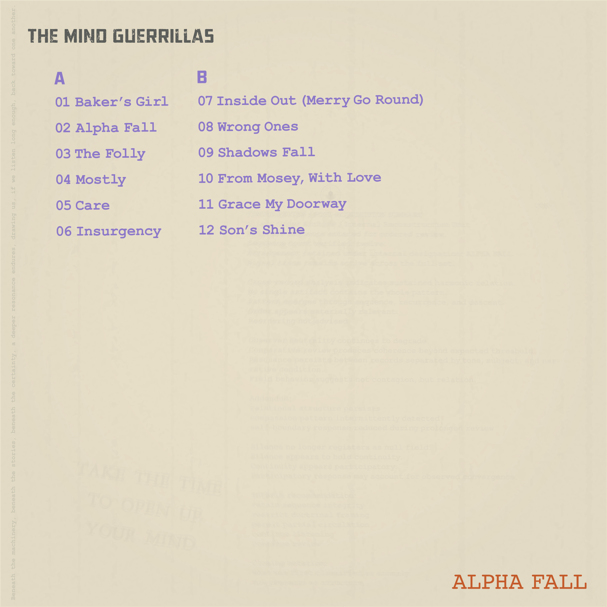 Alpha Fall — The Mind Guerrillas back cover